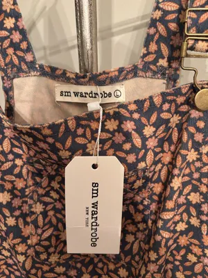 Sm Wardrobe Adjustable Strap Printed Wide-Leg Overalls in Rust Brown thumbnail 3