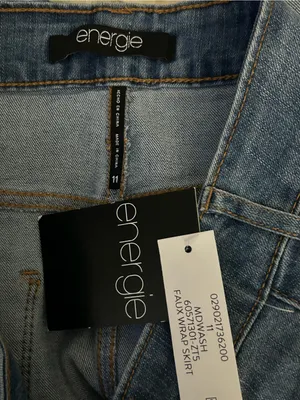 Energie Women's Blue Denim Button-Front Mini Jean Skirt SZ 11 NWT thumbnail 8