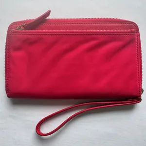 TUMI Vista Nylon Zip-Around Wristlet Strap Travel Wallet Red 4.5" X 7.5" thumbnail 2