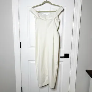 Lavish Lice White Bardot Off‎ Shoulder Midi Dress Sweetheart Neckline US6 UK10 thumbnail 5