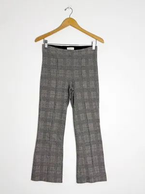 Anthropologie Essential Crop Flare Pants XS Plaid Stretch Ankle thumbnail 2