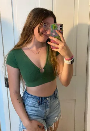 Aerie green ribbed crop top thumbnail 1
