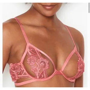 Victoria's Secret Womens Pink Floral‎ Embroidered Strappy Very Sexy Demi Bra 34B thumbnail 1