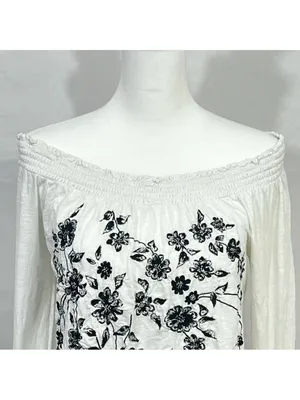 Anthropologie Annie Embroidered Off-The-Shoulder Blouse Size M Boho thumbnail 6