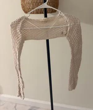 La Hearts Cream Open-Knit Crochet Cardigan thumbnail 1