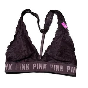 PINK Victoria's Secret XS Black Floral Lace Bralette Wireless T-Strap thumbnail 5