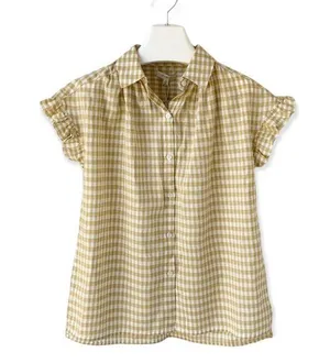 Max Studio NWT  Yellow & White Gingham Ruffle Top thumbnail 1