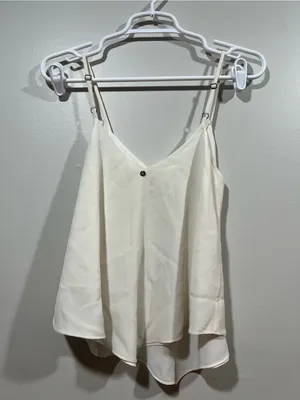 Alice & Olivia White Asymmetrical Tank Top thumbnail 4