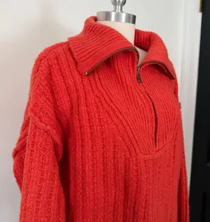 Oversized Red Orange Half Zip Sweater thumbnail 5