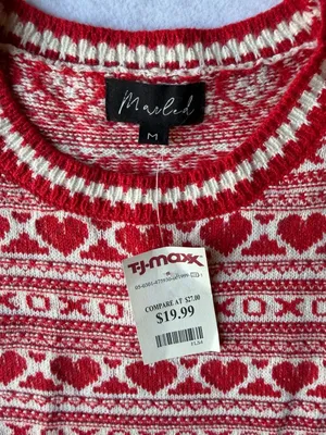 Marled Short Sleeve Heart and XO Pattern Knit Sweater thumbnail 2
