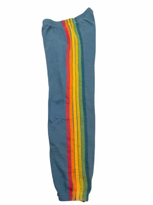 Aviator Nation 5 Stripe Rainbow Jogger Loungewear Retro Streetwear Blue Size S thumbnail 4