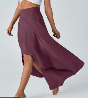 Halara Breezeful Midi Skirt Women 3X Burgundy High-Waisted Asymmetrical Cocktail thumbnail 1