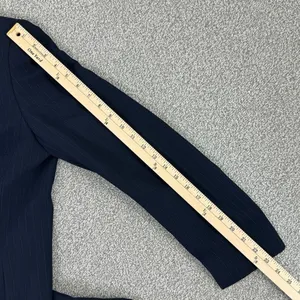 Dress Barn Pinstripe Long Line Blazer‎ Jacket Blue Tan 10 Suit Coat thumbnail 14
