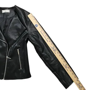Mango MNG Faux Leather Biker Moto Jacket Womens Medium Black Zip thumbnail 9