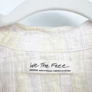 Free People We The Free Womens Away At Sea Linen Blend Boho Striped Crop Button Top Size M thumbnail 4