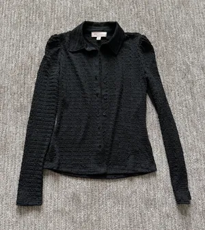 Philosophy Black Textured Button-Down Shirt thumbnail 1
