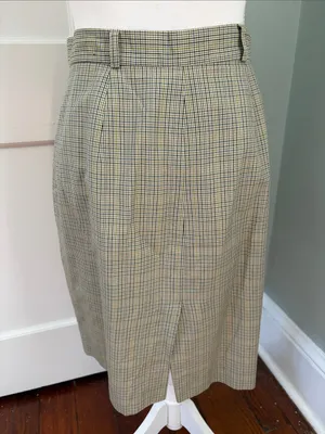 Vintage 1990s Ann Taylor Plaid Skirt Suit Set Yellow Blue Size 8 / 10 Cotton thumbnail 9