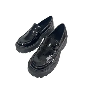 Charlotte Russe Black Panent Leather Slip On Platform Chunky Loafers Shoes Sz 7 thumbnail 4