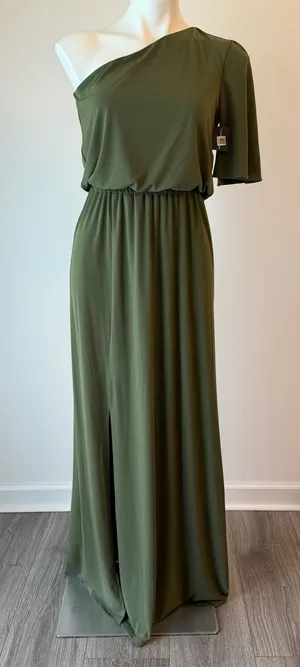 International Concepts Olive Green 1 Shoulder Maxi Dress thumbnail 1