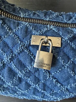Kurt Geiger quilted Denim Shoulder Bag with Chain Strap - Blue thumbnail 5