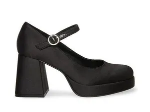 Steve Madden NWT MINGLE Black Satin Platform Mary Jane Heel. Size 9 thumbnail 1