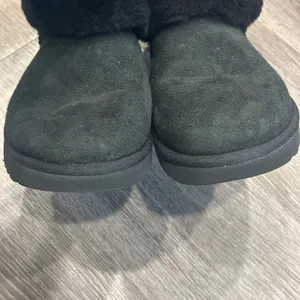 Ugg Black Classic Mini Fluff Shearling Sheepsksin Cuff Boot Sz 8 Cozycore Lounge thumbnail 3