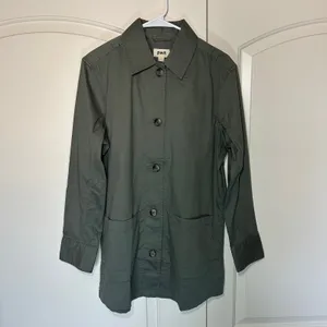 Pact Daily Twill Oversized Organic Cotton‎ Lightweight Jacket Olive Green S thumbnail 2