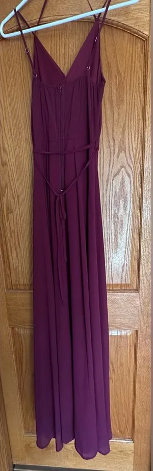 Windsor Burgundy Pleated V-Neck Maxi Dress Formal Evening Gown Bridesmaid Small thumbnail 1