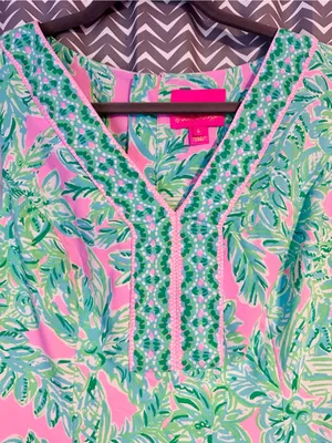 Lilly Pulitzer | Vivian Shift Dress "Mandevilla Baby Pink Sand Paradise", Sz 8 thumbnail 4