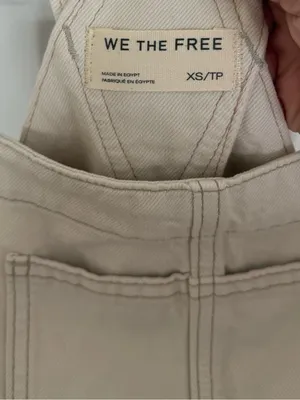 Free People We The Free Good Luck Barrel Overalls in Milk XS thumbnail 11