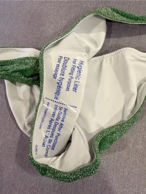 PINK Victoria’s Secret Green Glitter Bikini Bottoms Shimmer Swim NWT Medium thumbnail 7