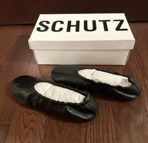 Schutz Eudora Black Leather Flats thumbnail 1