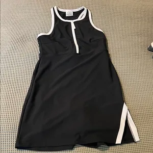 Sage Collective Black Tennis Dress with White Trim and Front Zip thumbnail 1