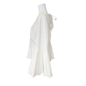 Nanette Lepore White Bell Sleeve Blouse – Size Large – Back Tie Top thumbnail 4