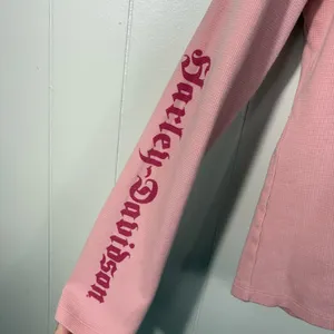Vintage Y2K Harley Davidson Pink Hooded Thermal Long Sleeve Henley Top Grunge L thumbnail 4
