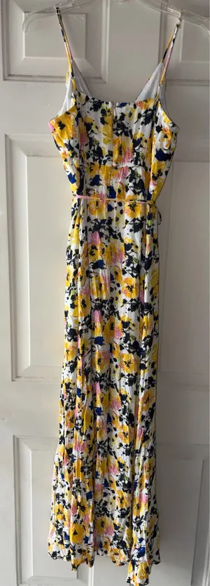 Olivia grey Yellow and Blue Ruched Maxi Sundress for Wedding Guests size M thumbnail 3