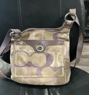 Coach Penelope Optic Signature sateen and leather crossbody bag lavender khaki thumbnail 1