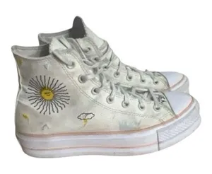 Converse Chuck Taylor All Star Lift High White Sun & Cloud Embroidered Shoes 9 thumbnail 1
