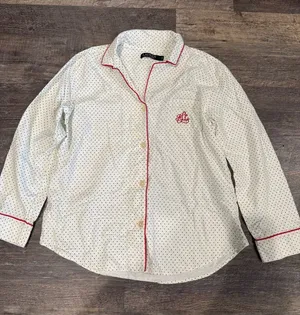 Lauren Ralph Lauren Polka Dot Button Up Pajama Long Sleeve Shirt thumbnail 1