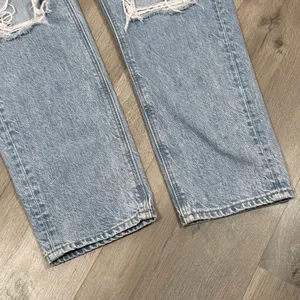 American Eagle Mom Jeans Women 6 Blue High Rise Straight Leg‎ Distressed Knee thumbnail 6