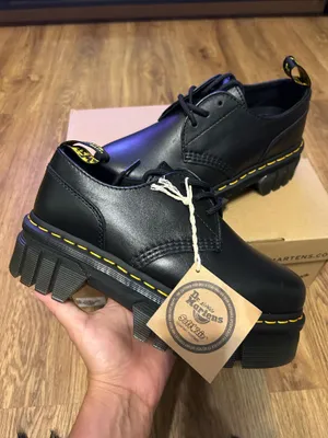 DR MARTENS Audrick 3 eye black leather platform lace up oxfords shoes women’s 7 new thumbnail 1