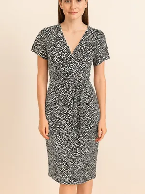 DVF Julian Two Wrap Dress Black White Cotton Silk Size 4 thumbnail 11