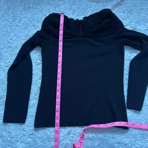 Vintage Cabo S Off the Shoulder Black Stretch Knit Sweater Long Sleeve Beaded thumbnail 5