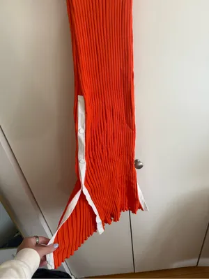 SOLID & STRIPED Orange Ribbed Maxi Dress with White Trim thumbnail 4