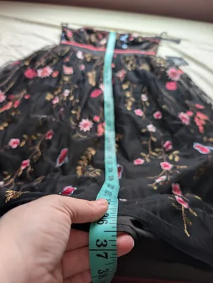 NWT Lulus For the Frill of It Embroidered Strapless Midi Dress Small Black/Pink thumbnail 8