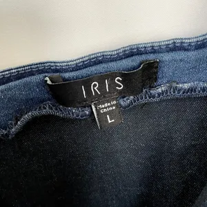 Iris‎ blue denim minidress women's size L full zip front spaghetti straps thumbnail 4