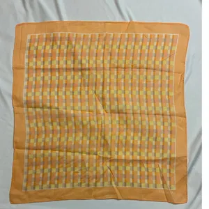 Christian Dior Orange Plaid Cotton Scarf Handkerchief 17" Neckerchief Vintage thumbnail 1