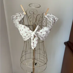 Princess Polly Floral Tie Front Crop Top White Size 2 thumbnail 2