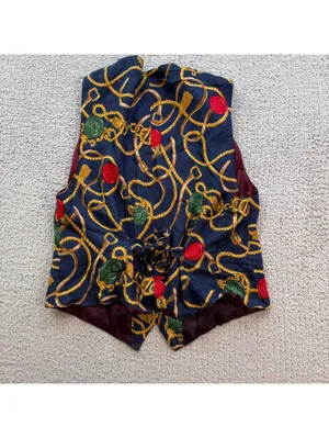 Vintage 90s Talbots Equestrian Chain Print Waistcoat Vest Women’s Large thumbnail 2