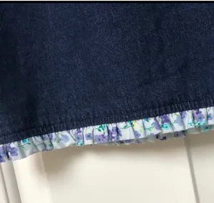 Vintage 90s Western Denim Pencil Jean Skirt Floral Ruffle 10 Bloomingdale’s USA thumbnail 3